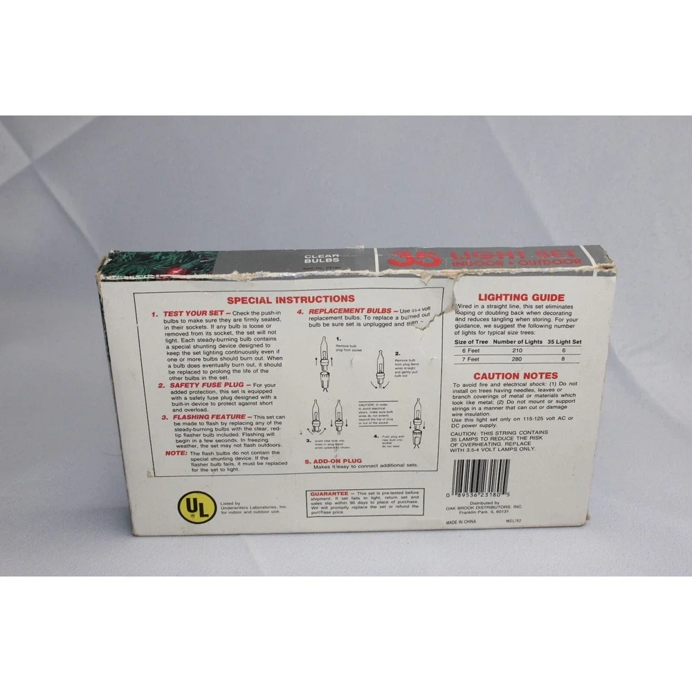 Vintage‎ Indoor/Outdoor 35 Count Miniature String Lights Clear End to End NOS